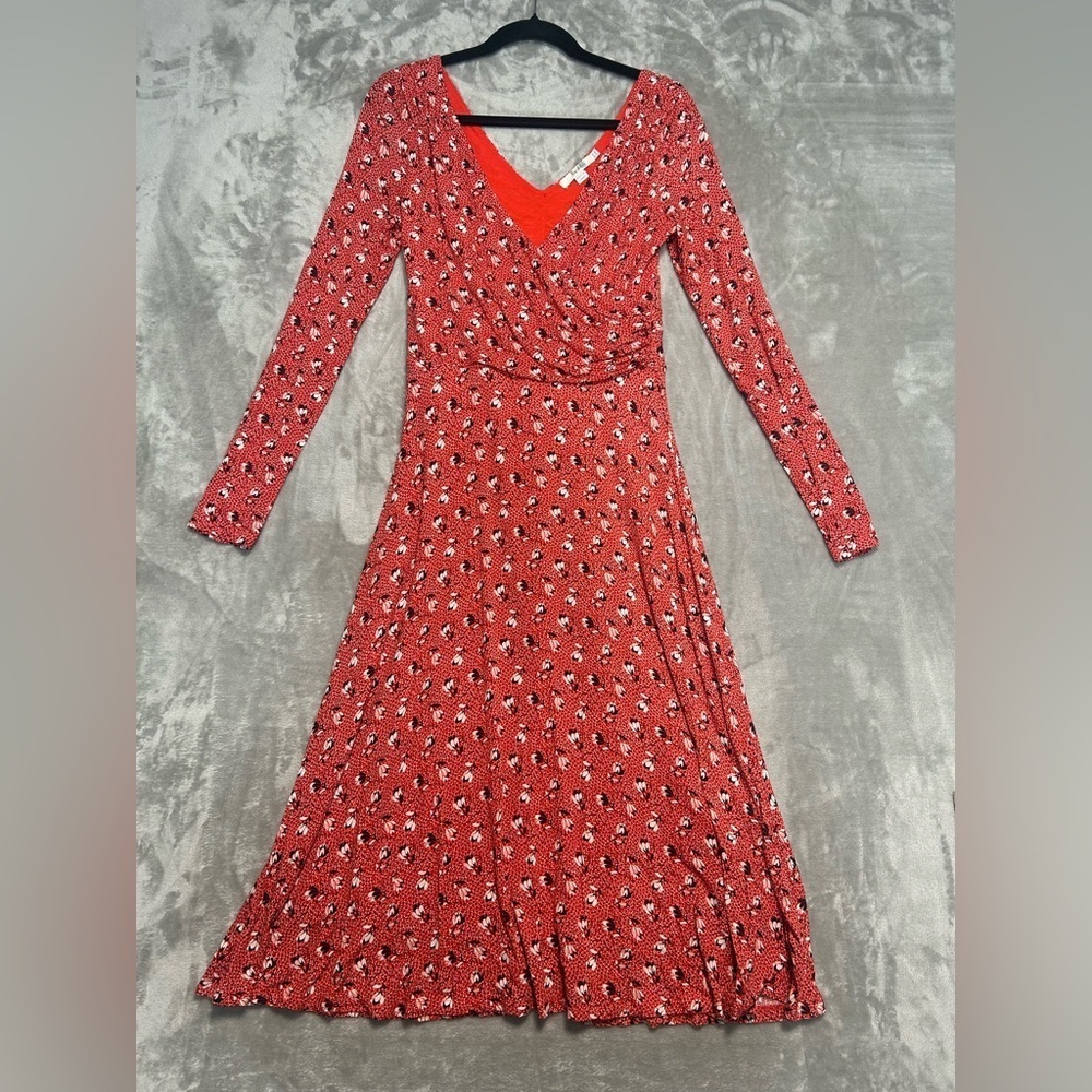 Boden Wrap Midi Dress Women’s 6L Long Red Long Sleeve